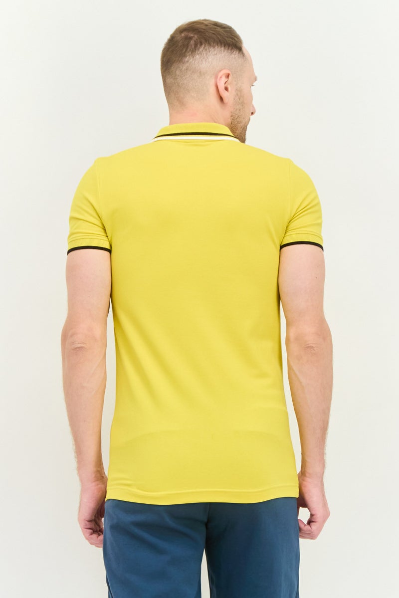 PUMA قميص بولو قصير الأكمام للرجال بتصميم نحيف، أصفر - Image 4